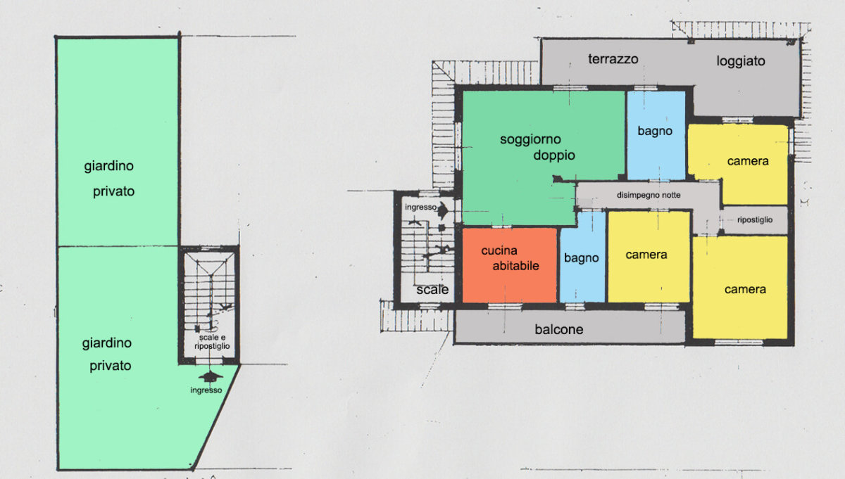 villa bifamiliare terrazzi Lissone planimetria