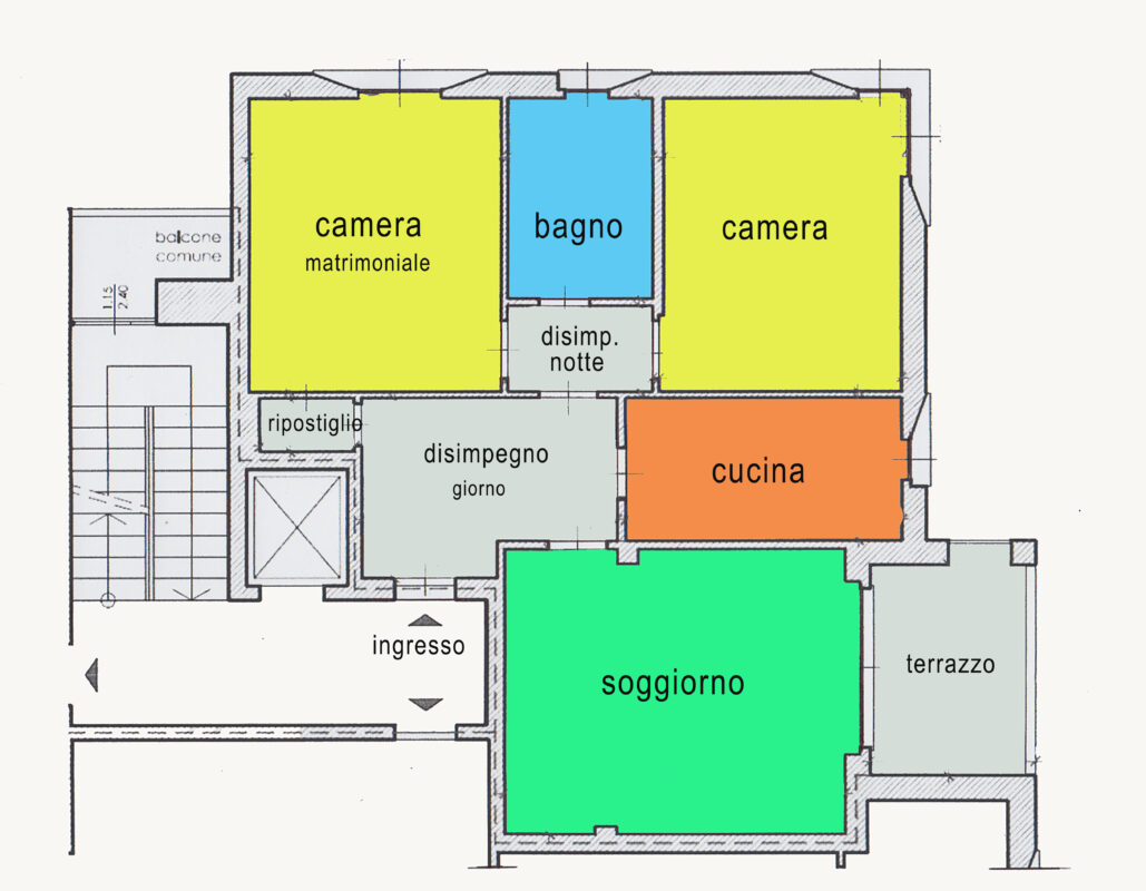 trilocale ristrutturato terrazzo lissone planimetria